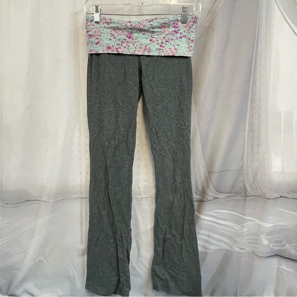 Y2K Flare Foldover Waist Thick Waistband Mossimo Supply Gray Yoga Pants XS